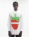Comme Des Cargcons Shirt Strawberry White