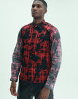 Comme Des Garcons Shirt Double Sleeve Graphic Print Black-Red