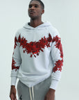Massimo Sabbadin Sweater Hooded Roses White-Red