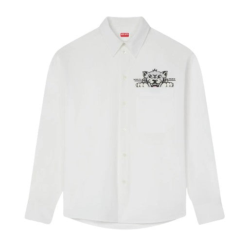 Kenzo Shirt Tiger Logo Casual LS White-AL Capone Premium