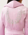 True Religion Hoodie Crystal Velour Zip Mauve Mist