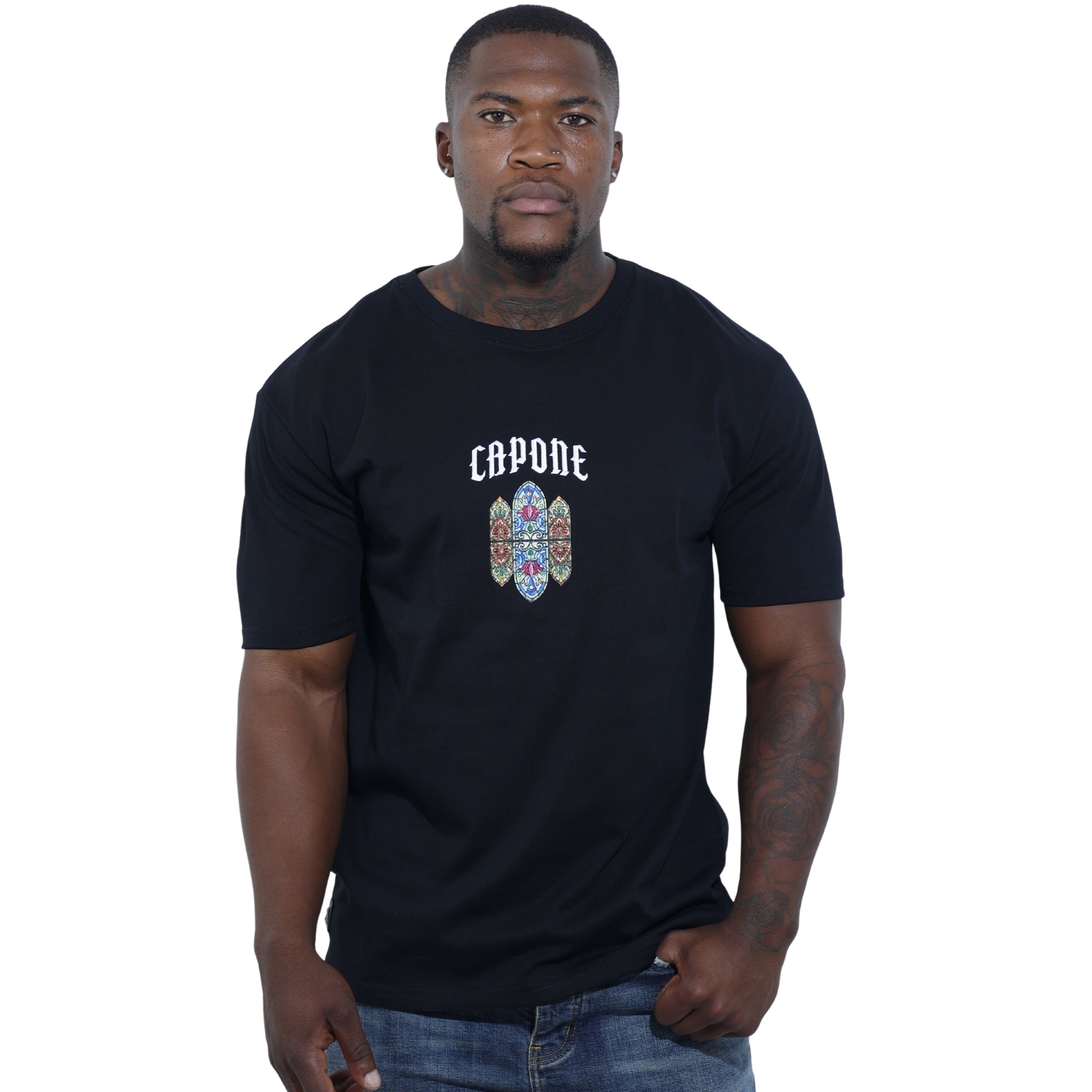 Capone T-Shirt Mexican Embroidery Slogan Black-AL Capone Premium