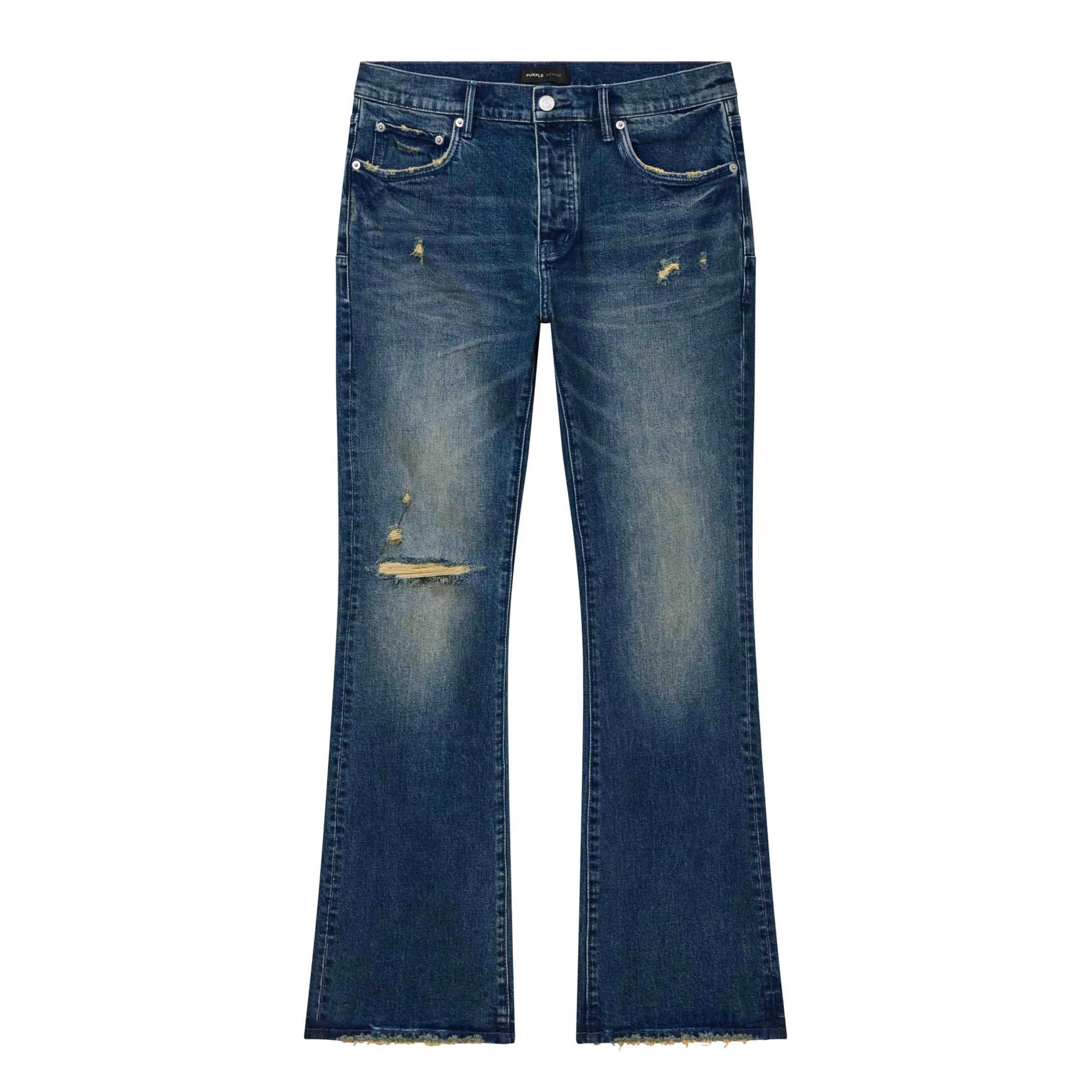 Purple Jean Alloy Distressed Flare Mid Indigo-AL Capone Premium