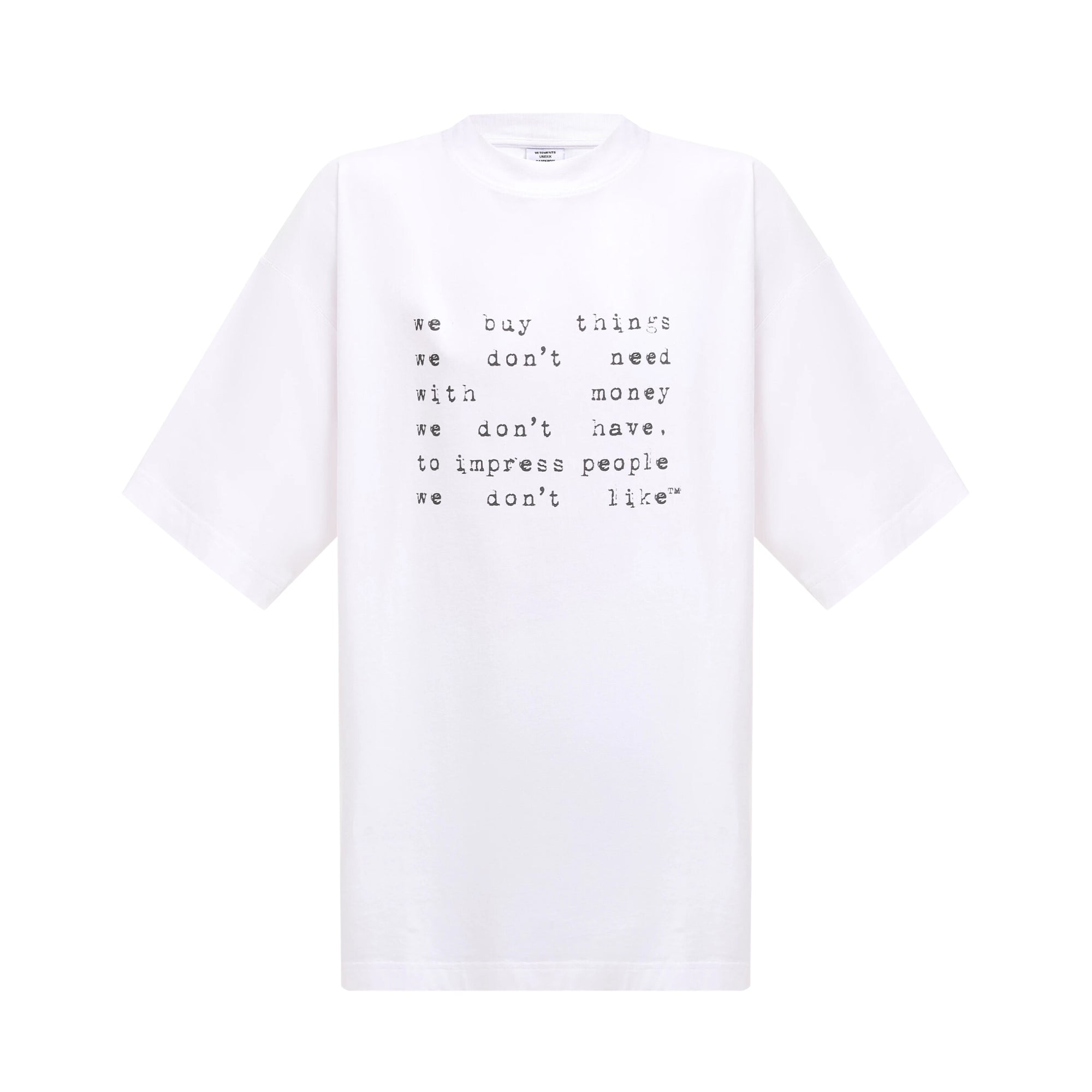 Vetements T-Shirt We Buy Things Oversized White-AL Capone Premium