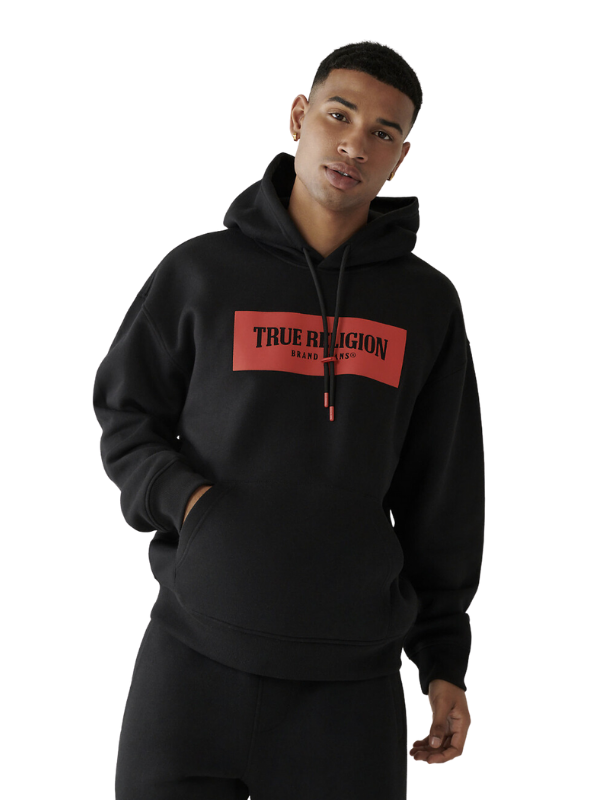 True Religion Hoodie Relaxed Multi Logo Black Red AL Capone Premium