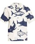 Moncler Shirt Shark Print White-Blue