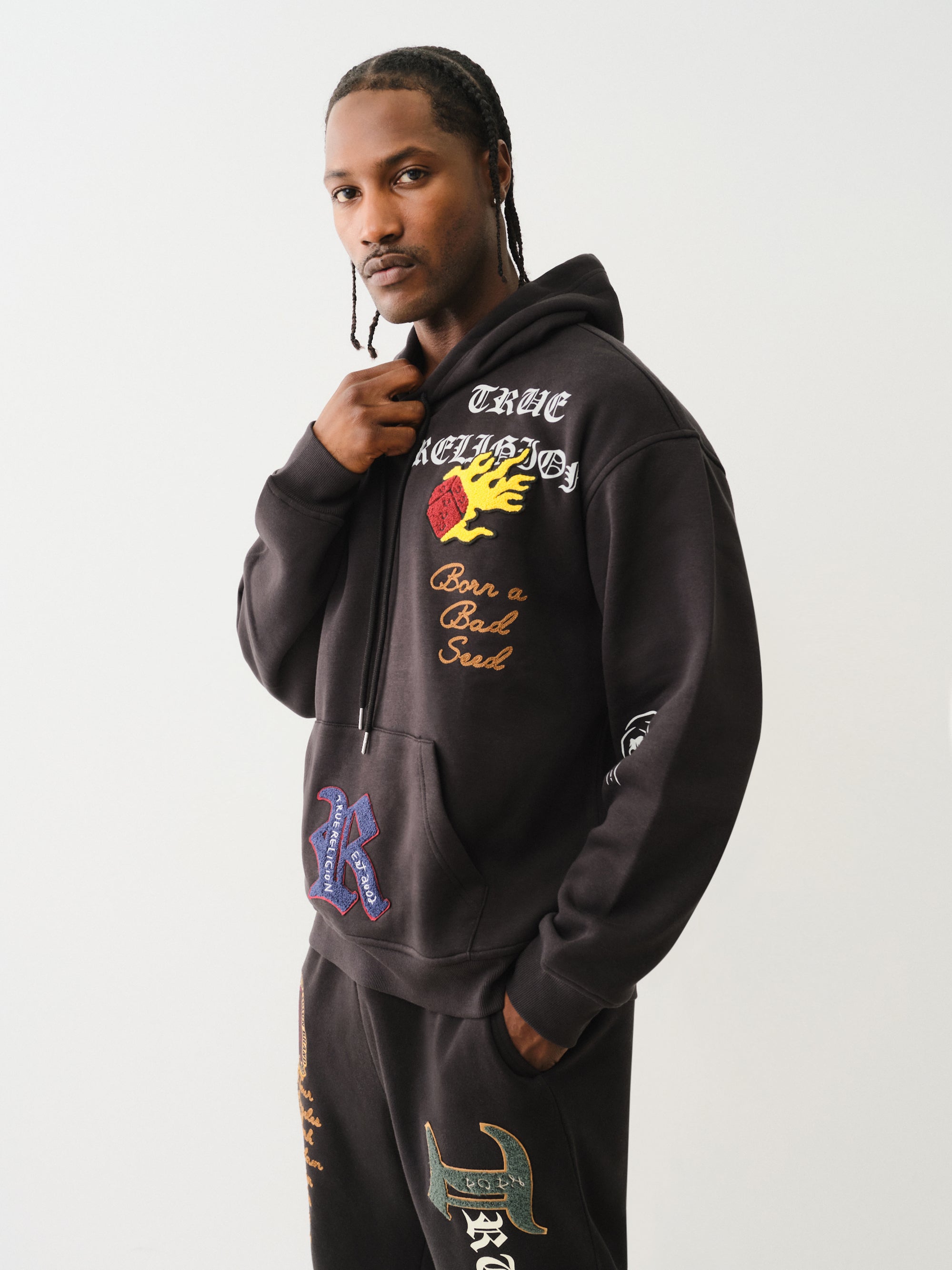SHAKIRI KIRING CHECK PATCH HOODIE PURRING CHECK PATCH HOODIE