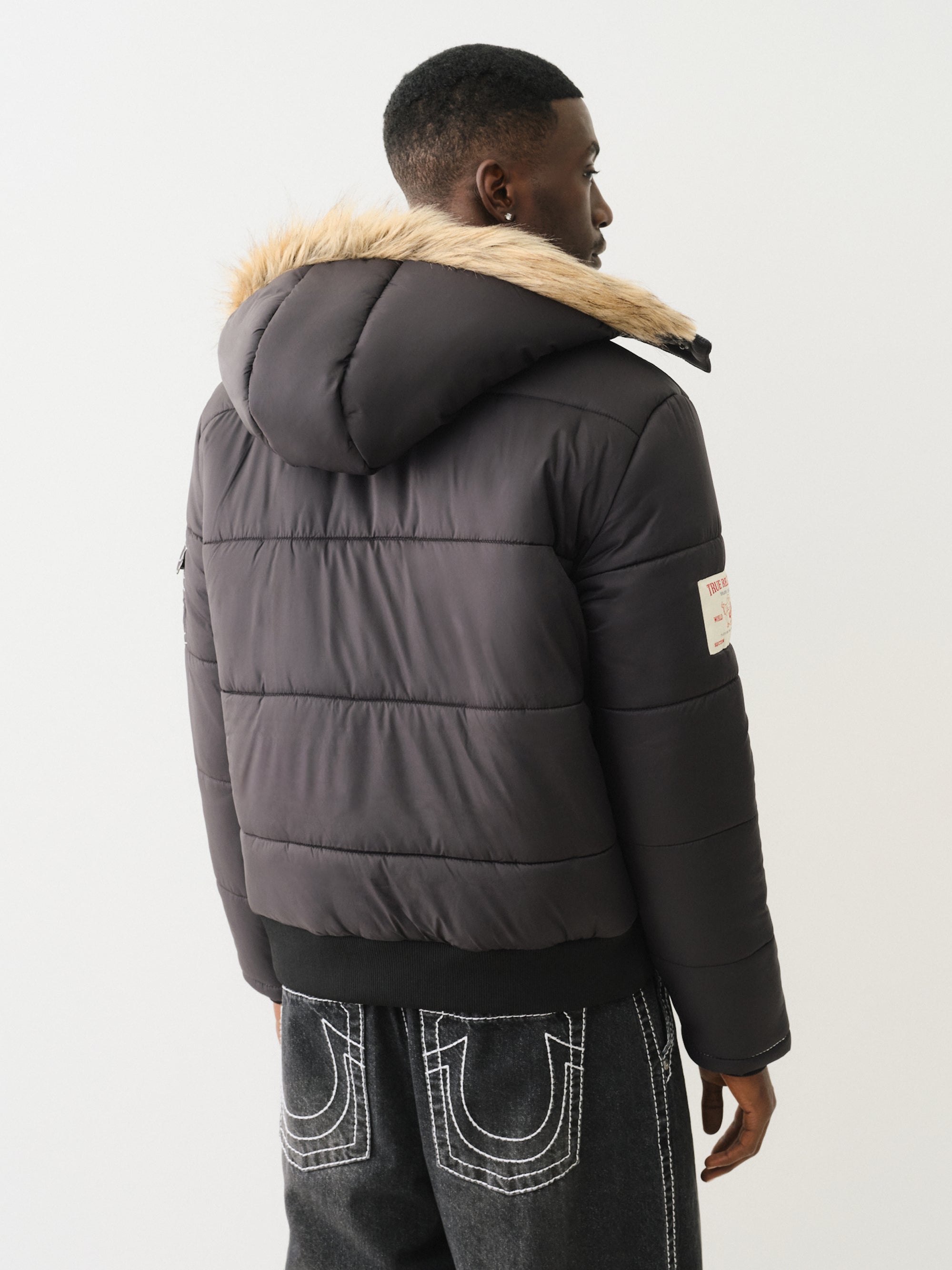 True Religion Big T Fur Hood Puffer Jacket Phantom – AL Capone Premium