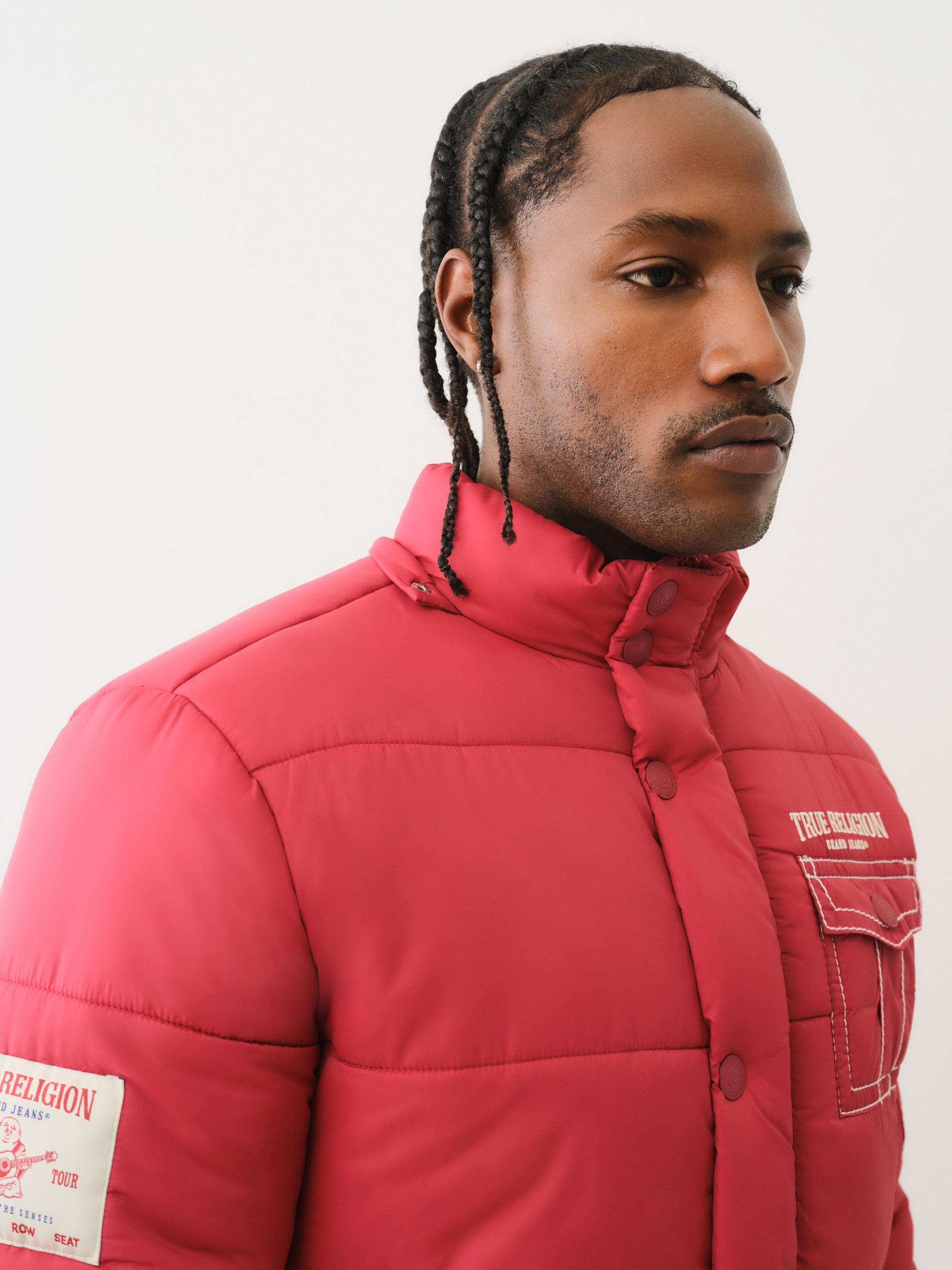 True Religion Big T Fur Hood Puffer Jacket Red Dahlia – AL Capone