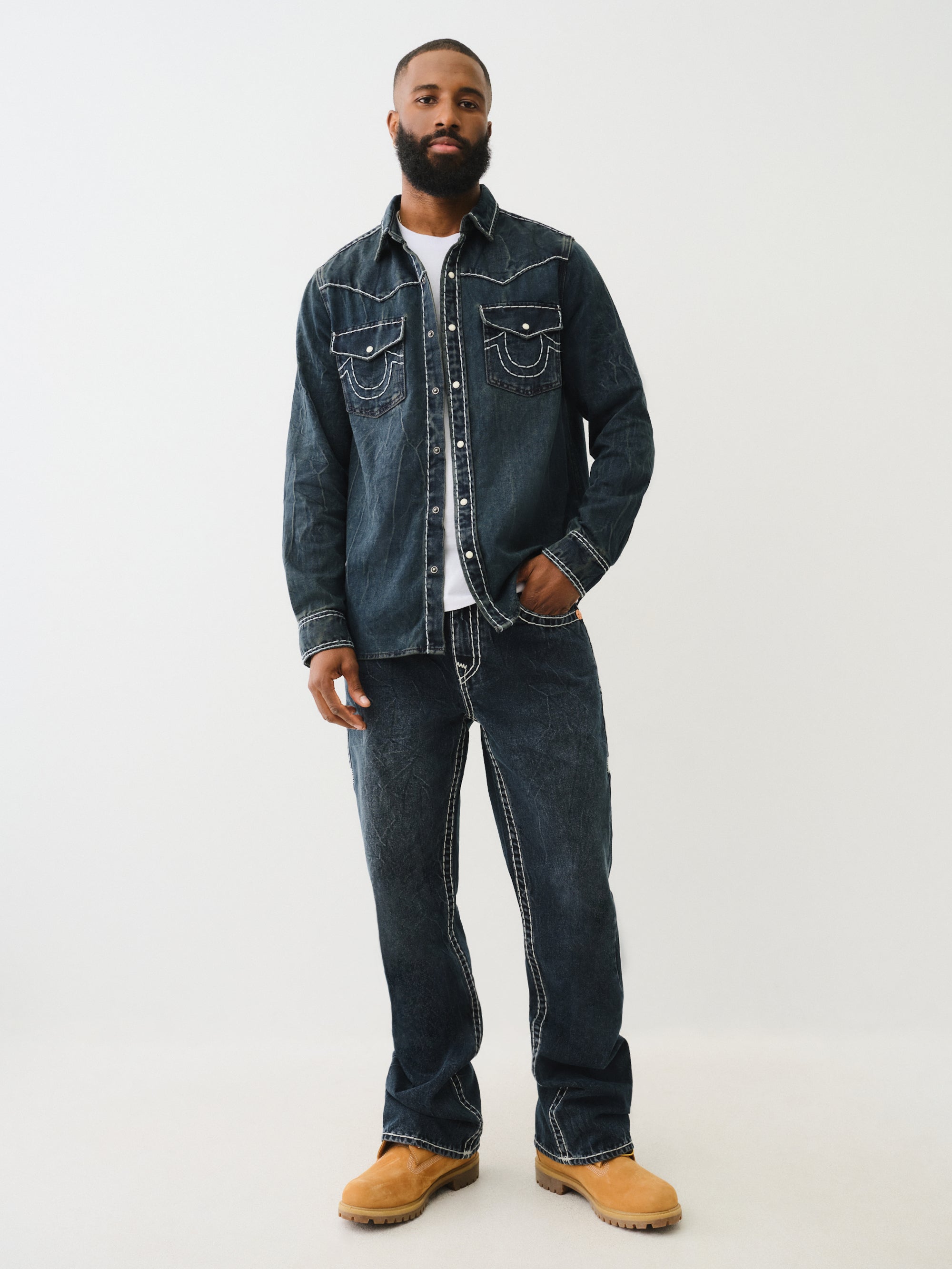 True Religion Billy Super T Flap Fleet Blue Black Wash – AL Capone