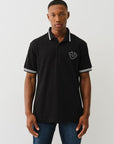 True Religion Ss Buddha Patch Polo Jet Black