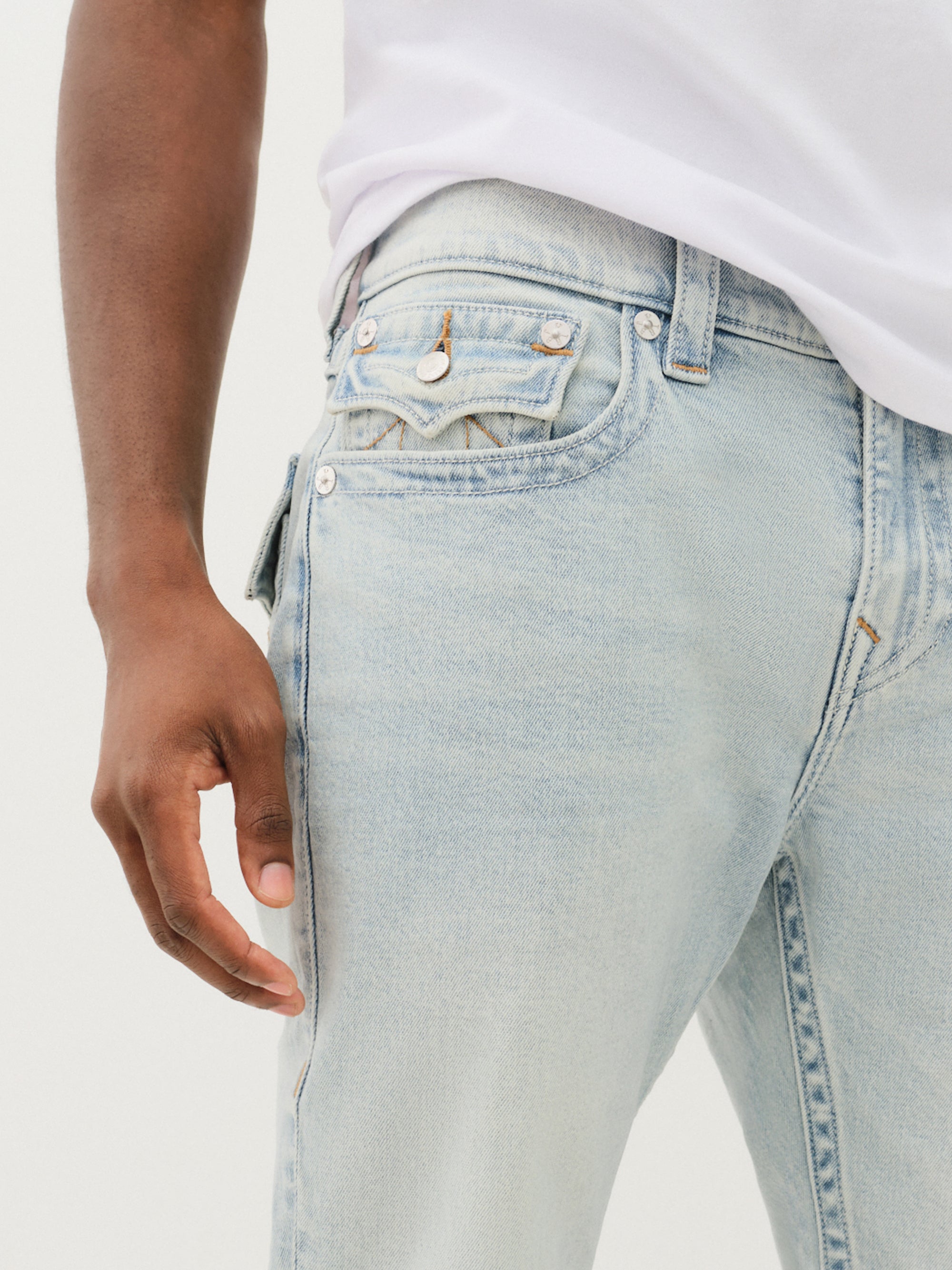 True Religion Rocco Sn Flap 32 Inseam Drover Light Wash-AL Capone Premium