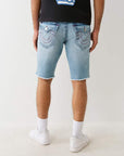 True Religion Ricky Sn Flap Fray Hem Short Cruiseline Medium Wash W/ Rips