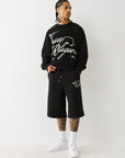 True Religion Long Sweatshorts Jet Black