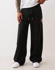 True Religion Snap Off Baggy Track Pants Jet Black