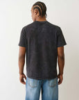 True Religion Ss Pique Mineral Patch Henley Jet Black