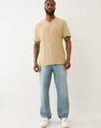 True Religion Ss Pique Mineral Patch Henley Travertine