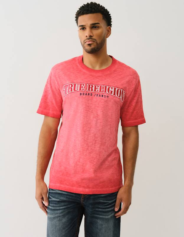 True Religion Ss Embro Arch Logo Tee Trv Red - AL Capone Premium