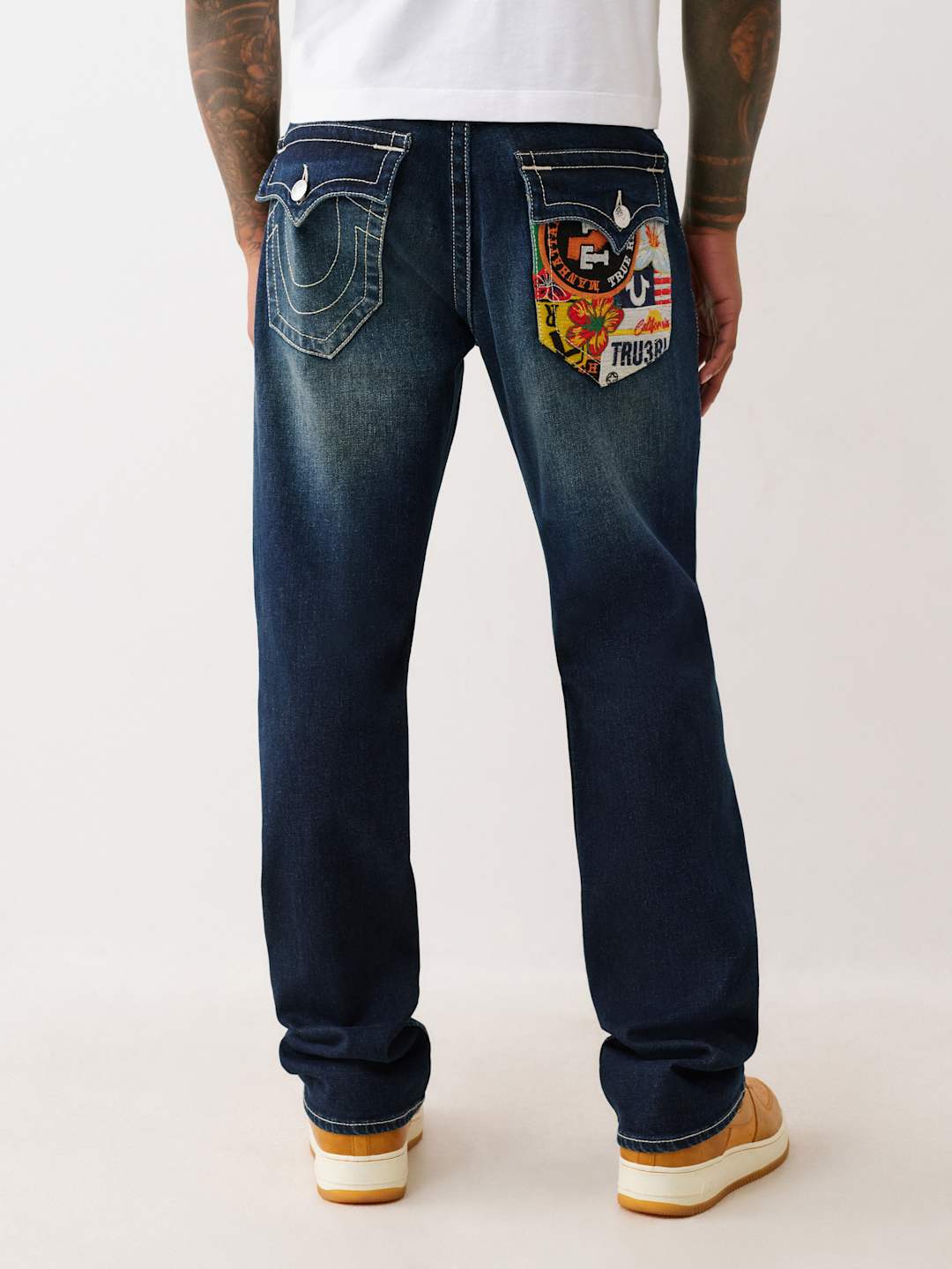 True Religion Ricky Sn Flap Pkt Embr 34In Jackknife Dark Wash - AL