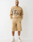 True Religion Script Cinched Sweatshirt Travertine