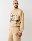 True Religion Script Cinched Sweatshirt Travertine