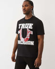 True Religion T-Shirt Terry Applique Jet Black