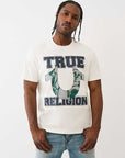 True Religion T-Shirt Terry Applique Winter White