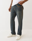 True Religion Jeans Super Flatlock Ricky Flap 34In Greenland Dark Wash