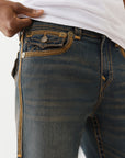 True Religion Jeans Super Flatlock Ricky Flap 34In Greenland Dark Wash