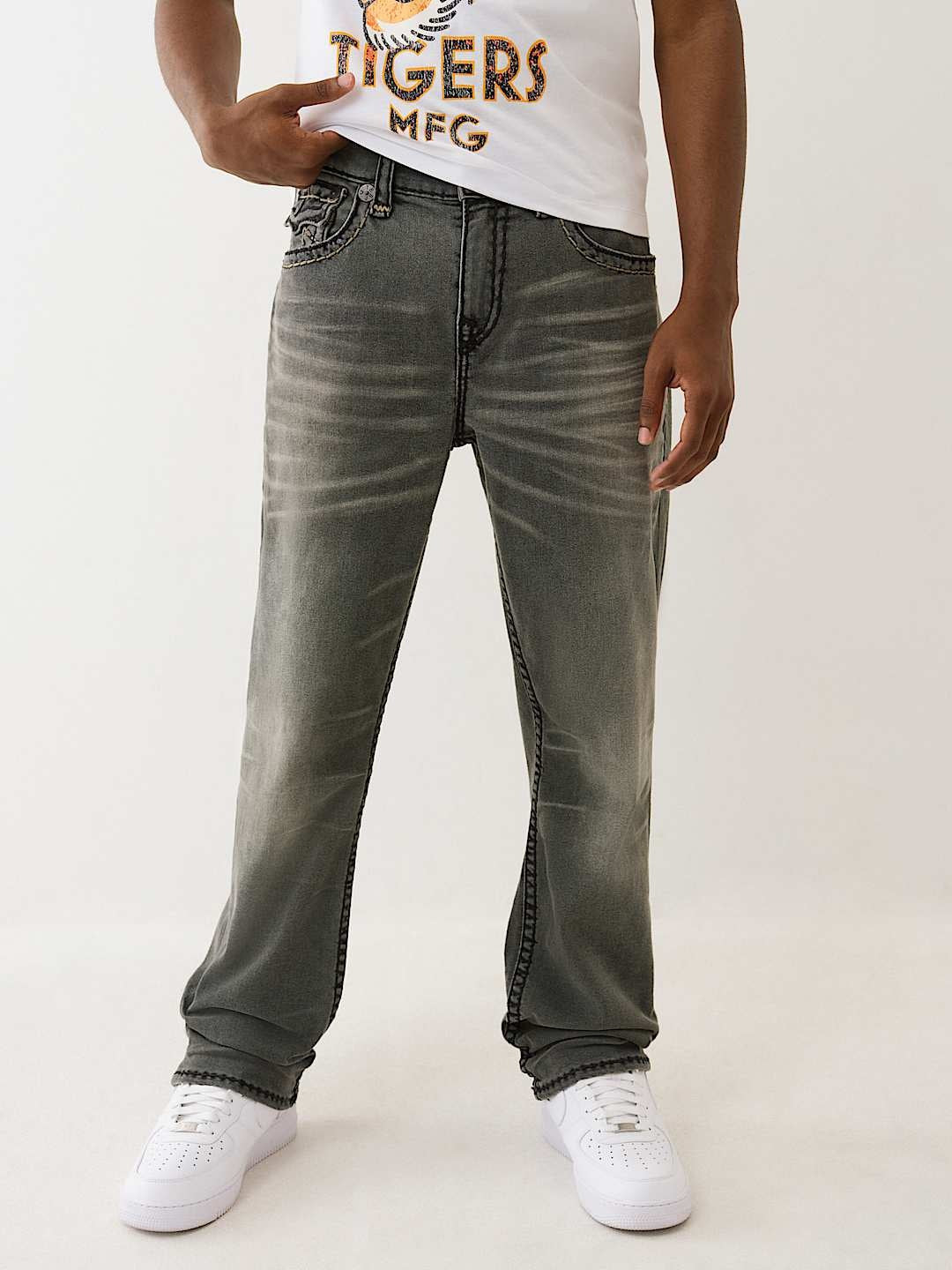 True Religion Jeans Bobby Super T Flap 32 In Vintage Haul Grey