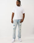 True Religion Jeans Stacked Rocco Big T Nf Travel Breeze Lt Wash W/ Rips
