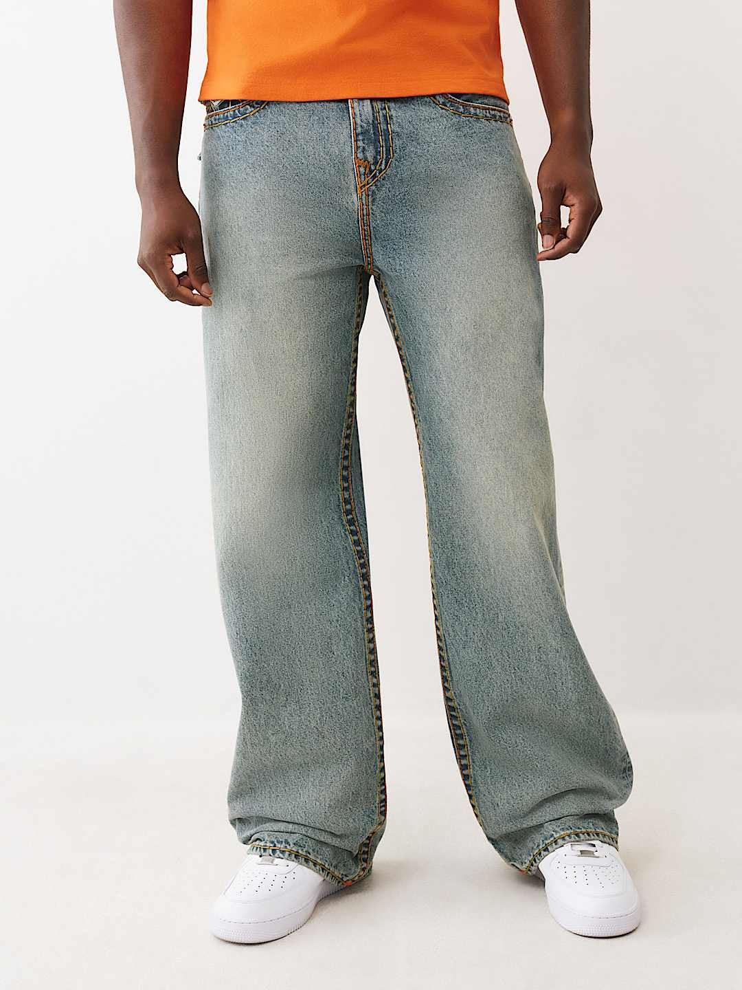 新品 TRUE RELIGION VINNY Ultra Baggy Jean True Religion Jeans Vinny Super T Flap 34In Kelp Medium Wash - AL