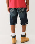 True Religion Vinny Rope Stitch Short Flap Jackknife Dark Wash