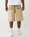 True Religion Shorts Mikey Super T Canvas Carpenter Travertine