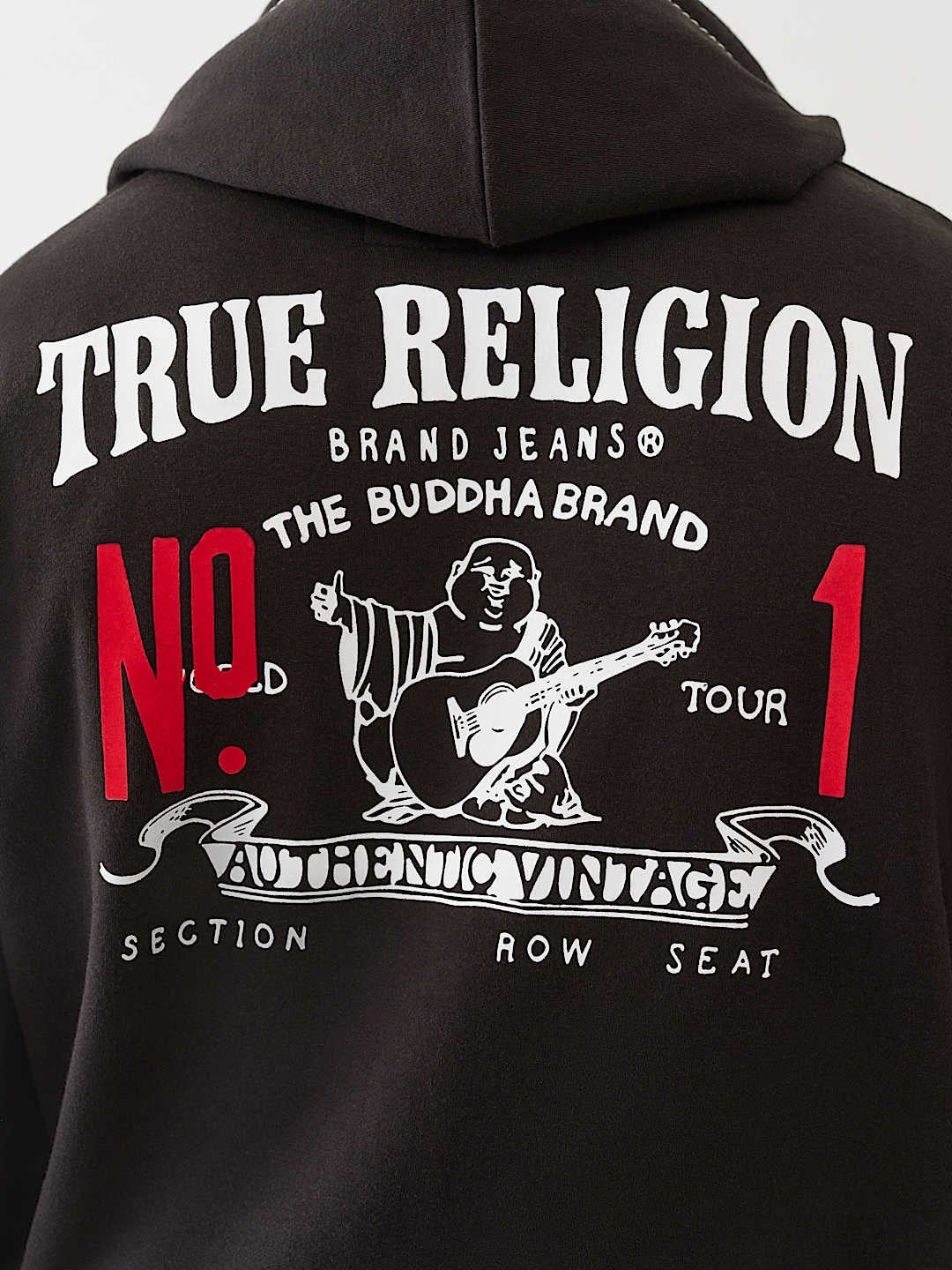 True Religion Hoodie No1 Big T Zip Up Jet Black - AL Capone Premium