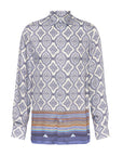 Etro Shirt Long All Over Print Blue