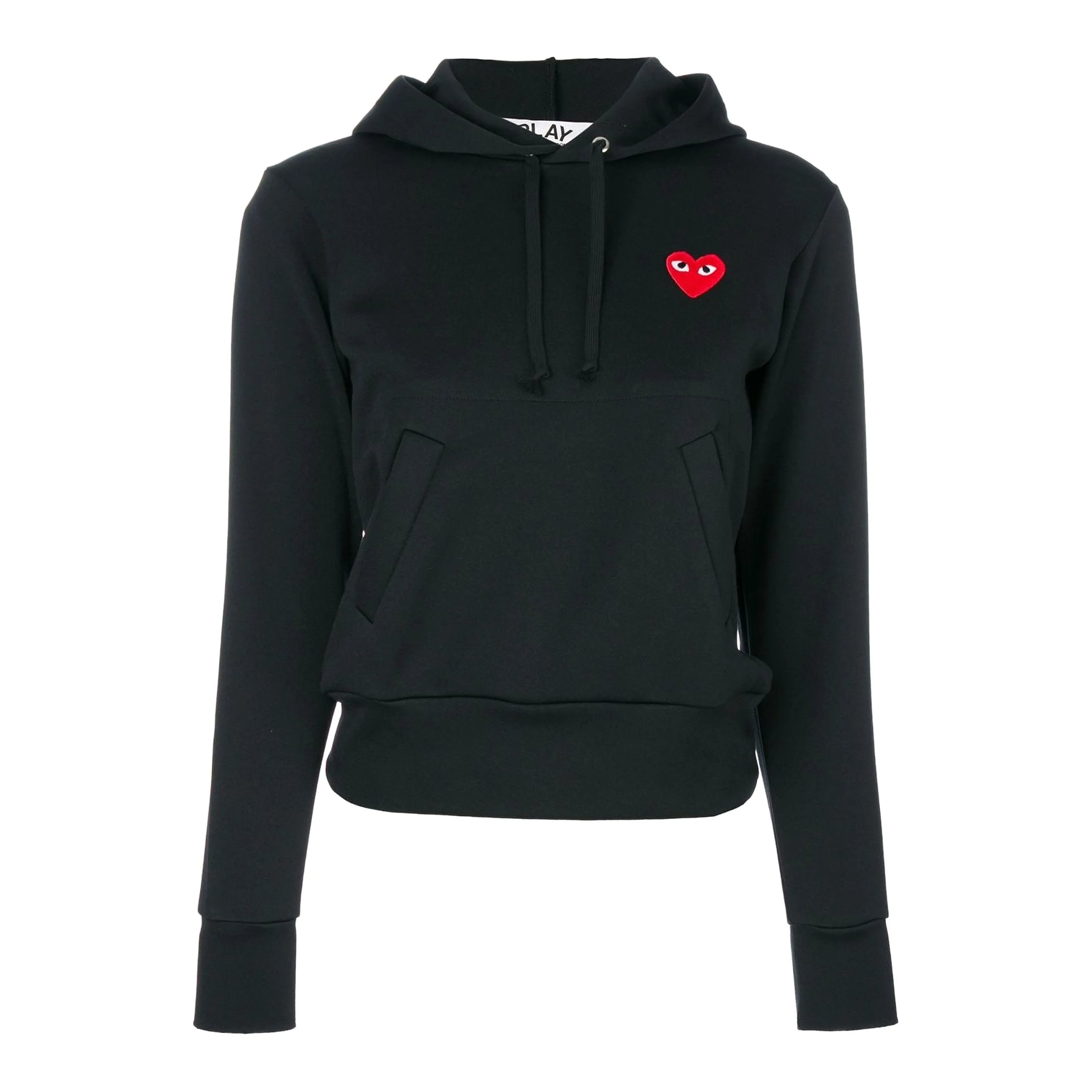 Comme Des Garcons Sweater Hooded Pullover Play Red Heart Black