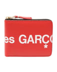 Comme Des Garcons Wallet Leather Logo Red