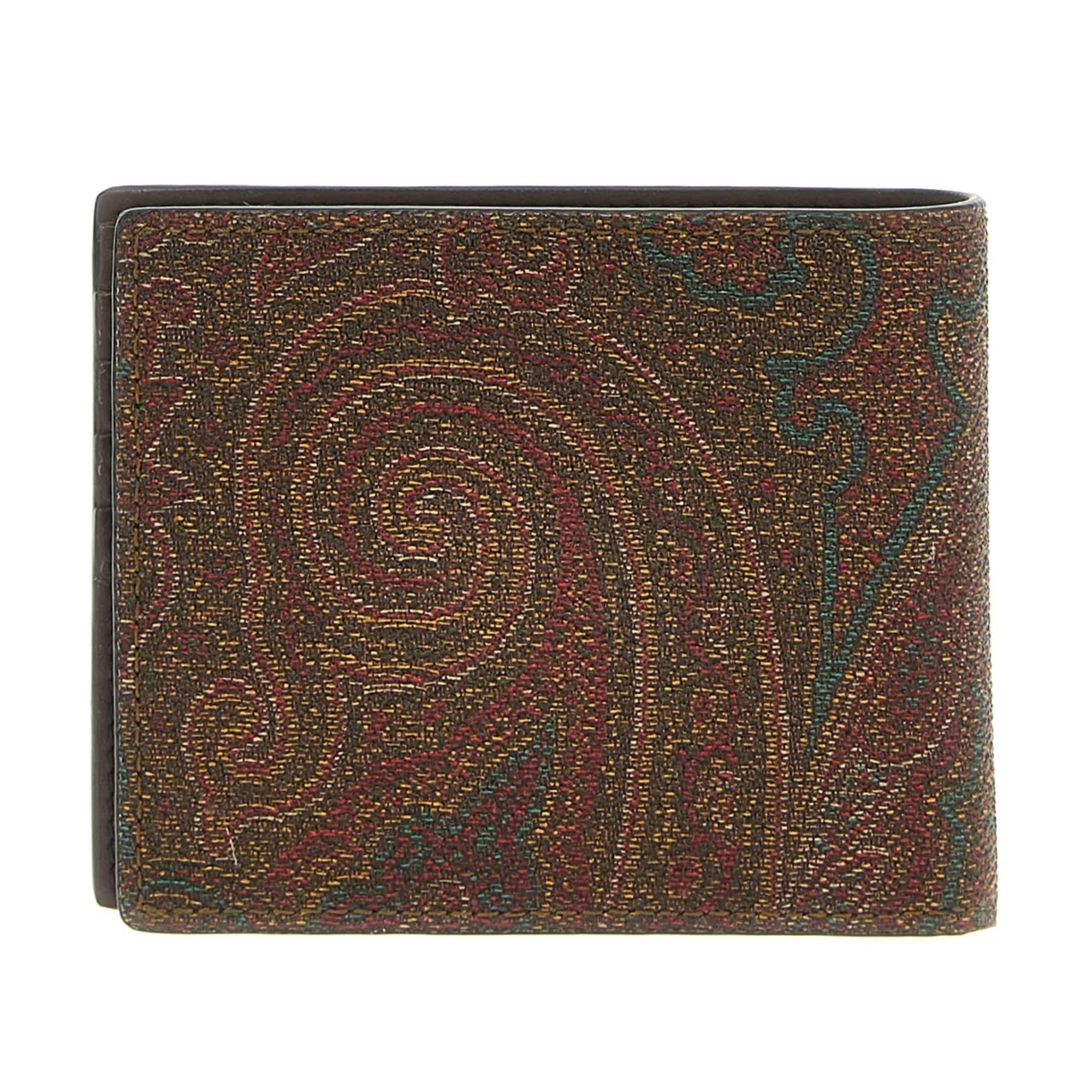 Etro Wallet Arnica And Leather Paisley Embroidered Logo Brown-AL Capone Premium