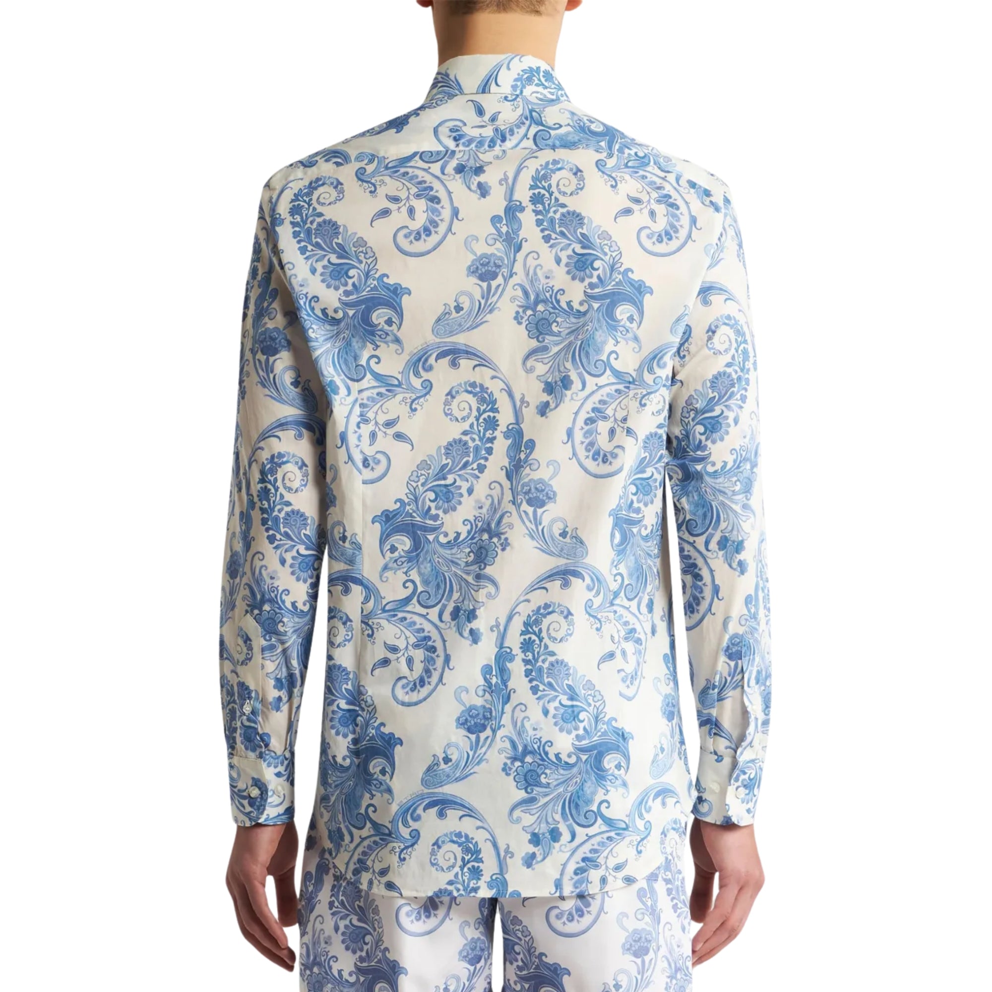 Etro Shirt Allover Paisley Print Blue-White-AL Capone Premium