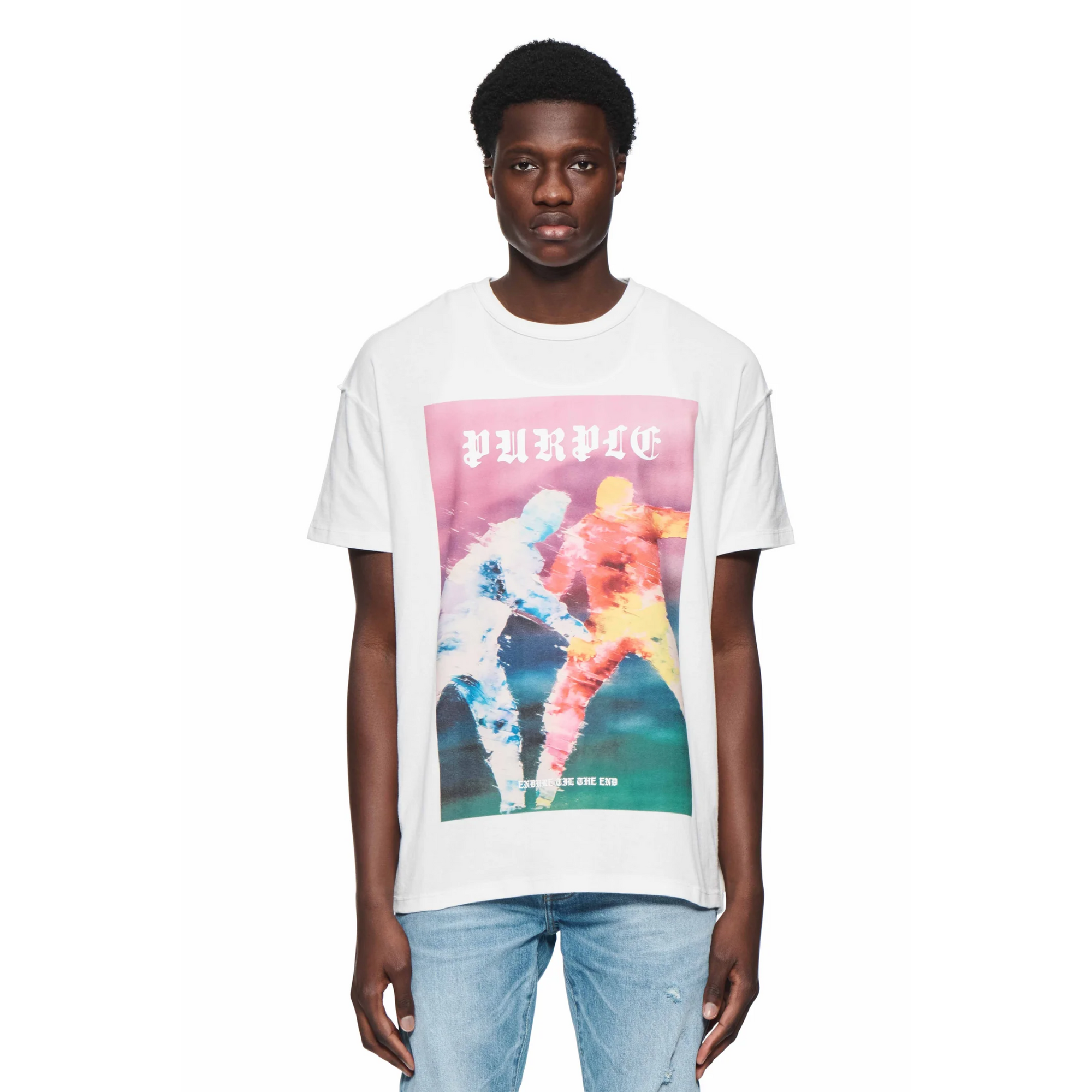 Purple T-Shirt Graphic Print White-Multi Colour-AL Capone Premium