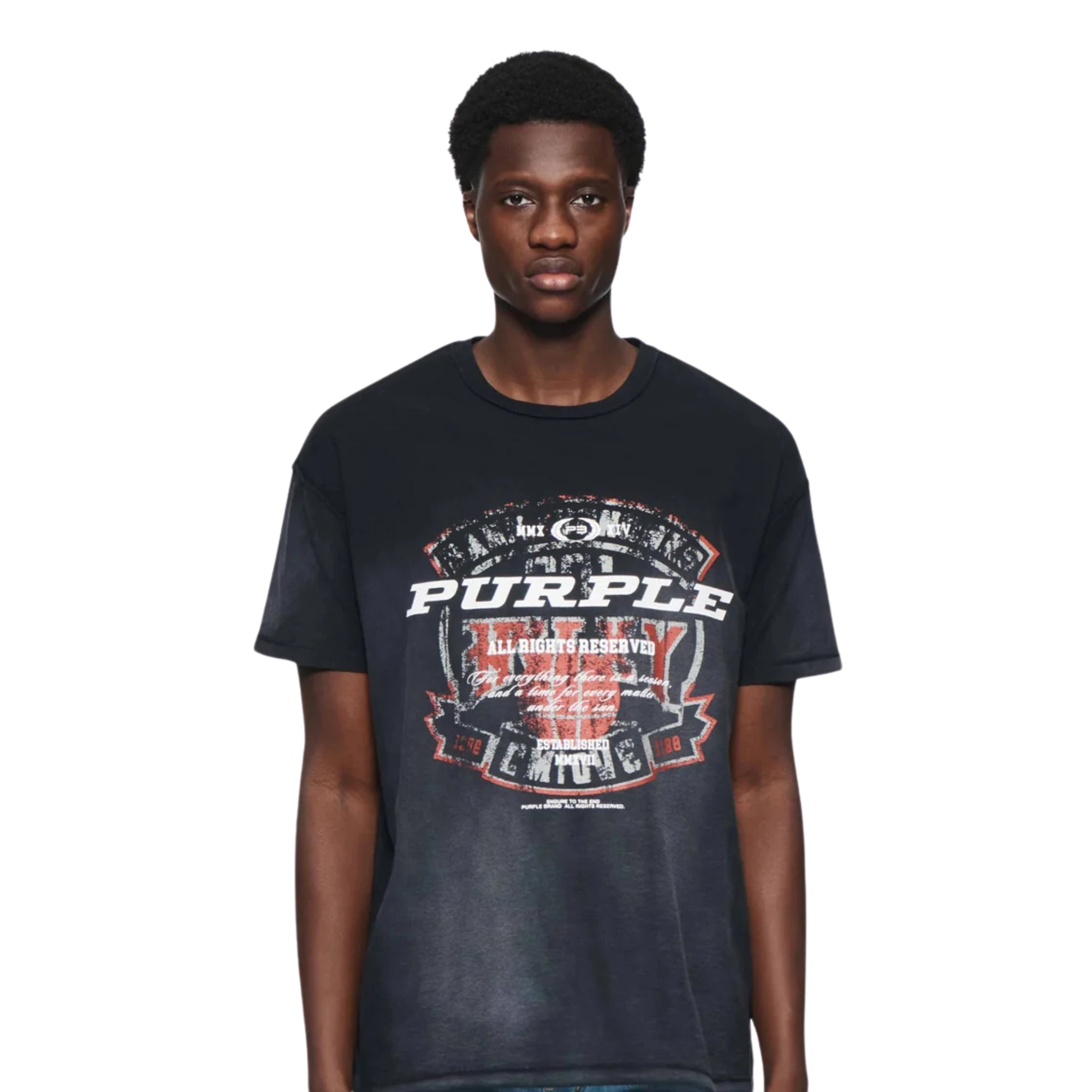 Purple T-Shirt Brand Logo Black-AL Capone Premium