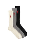 Ami Socks 3 Pack Logo Cream-Grey-Black-AL Capone Premium