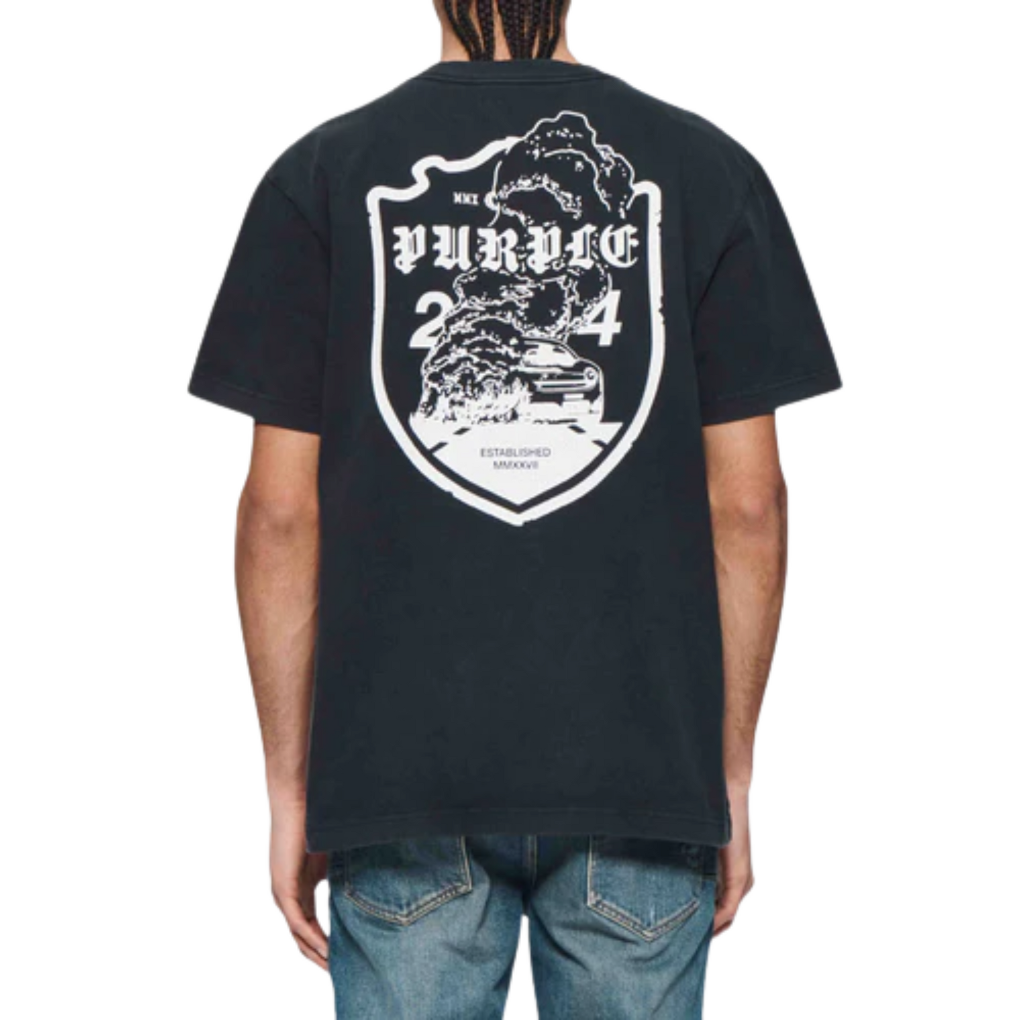 Purple T-Shirt Logo Black-AL Capone Premium