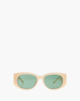 Casablanca Acetate & Metal Oval Wave Sunglasses Cream/Yellow Gold/Green