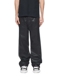 Purple Jeans Leather Look Wide Leg Black