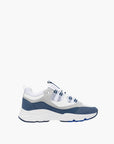 Cleens Sneakers C19 Navy Border Lace Up Beige/White