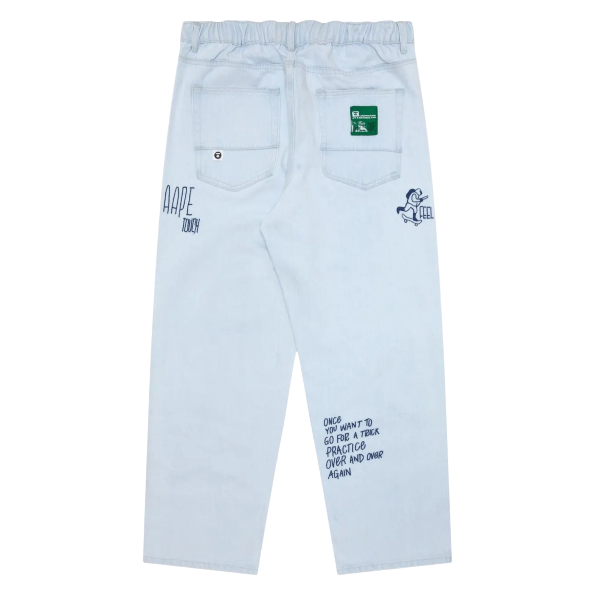 Aape Jeans Slogan Touch The Ground To Jump Blue-White-AL Capone Premium