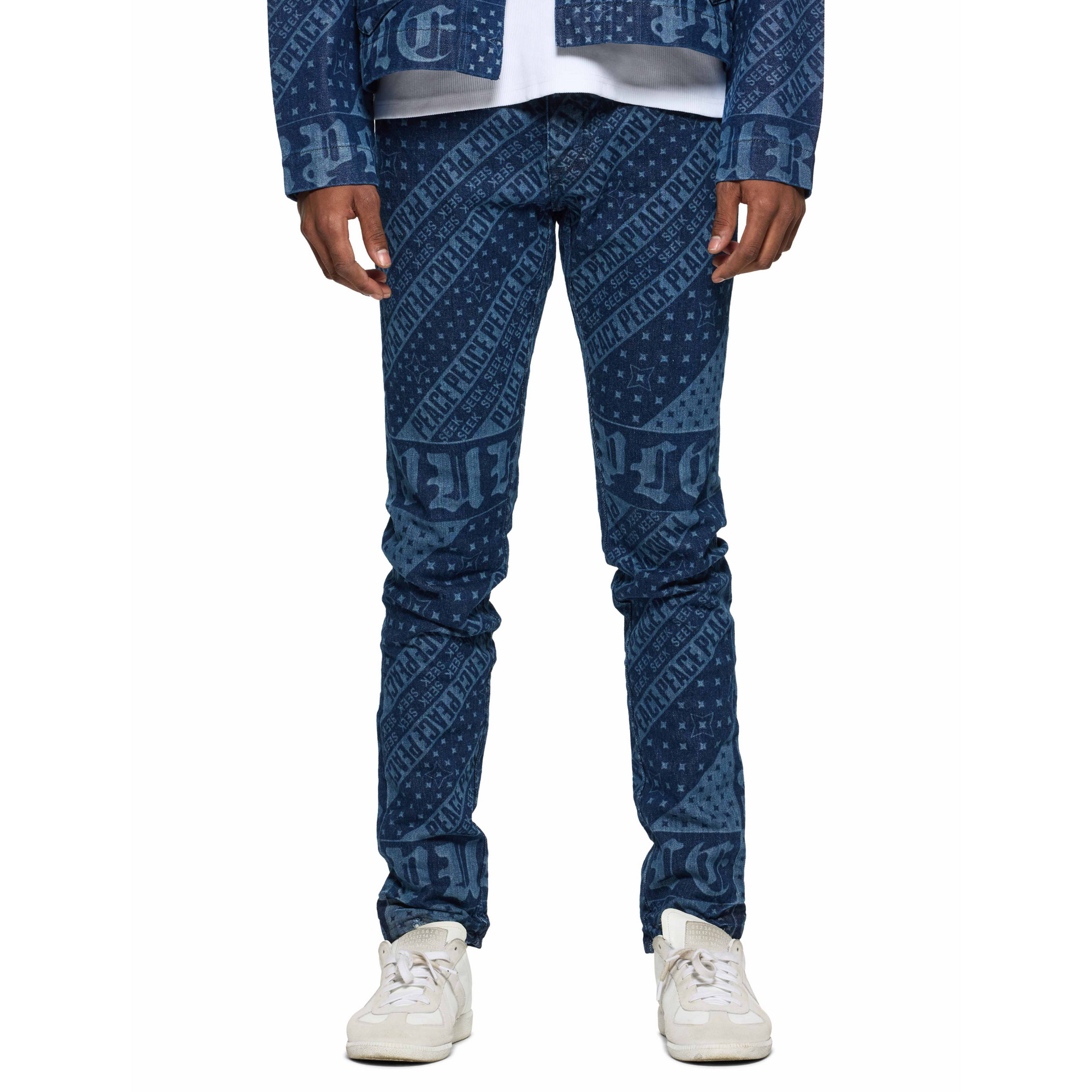 Purple Jeans Allover Peace Print Blue-AL Capone Premium