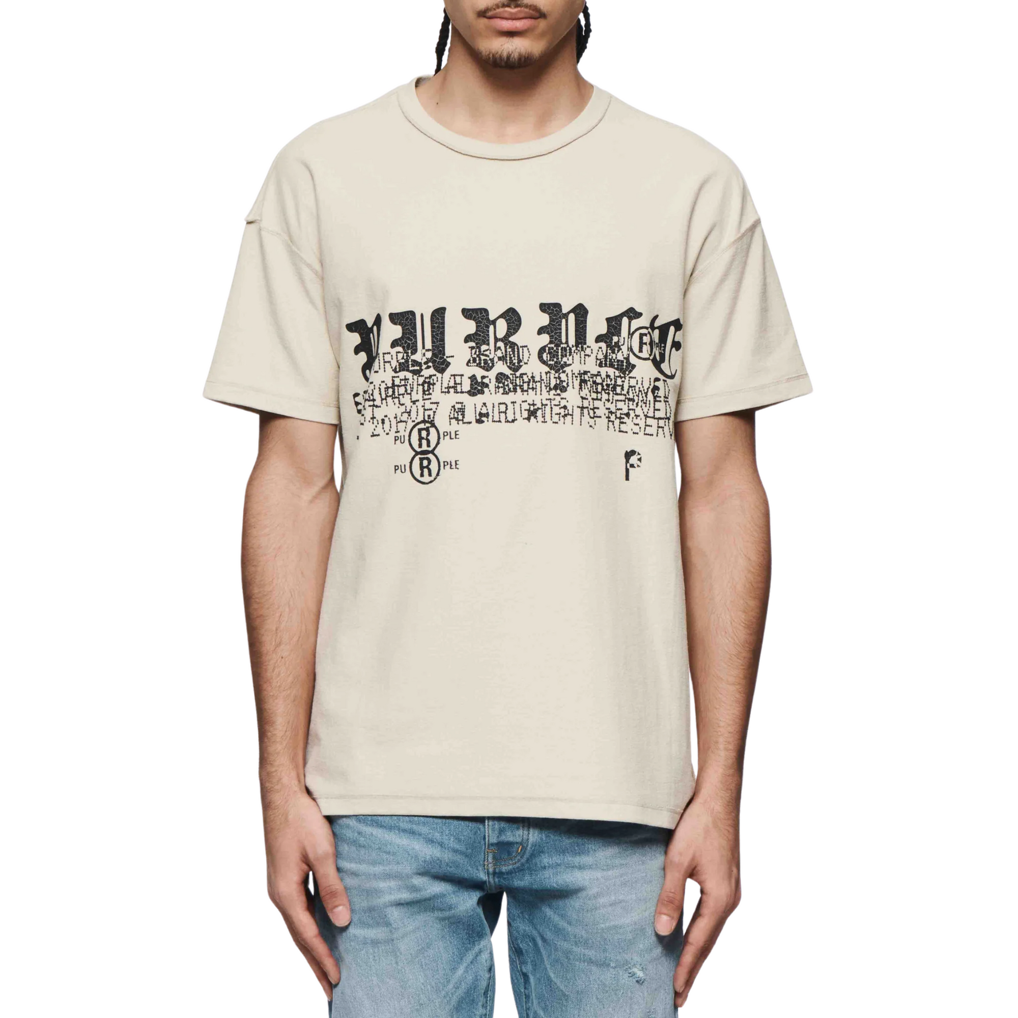 Purple T-Shirt Smudge Print Logo Off-White-AL Capone Premium